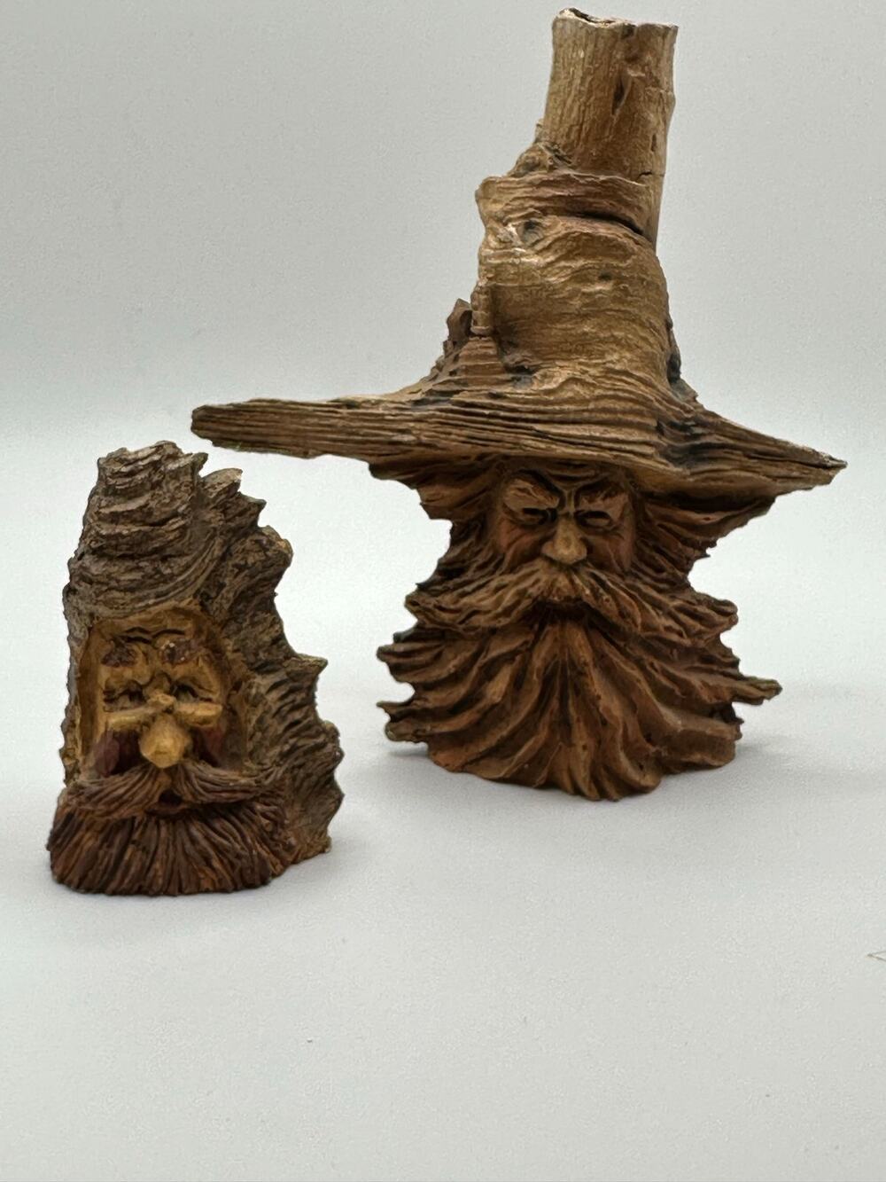 A Set of 2 Stephen Herrero Wood Spirits. 1989
